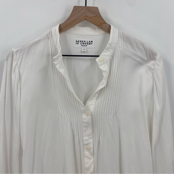 10 Crosby Derek Lam Denim White Button Down Blouse Large - Picture 3 of 7